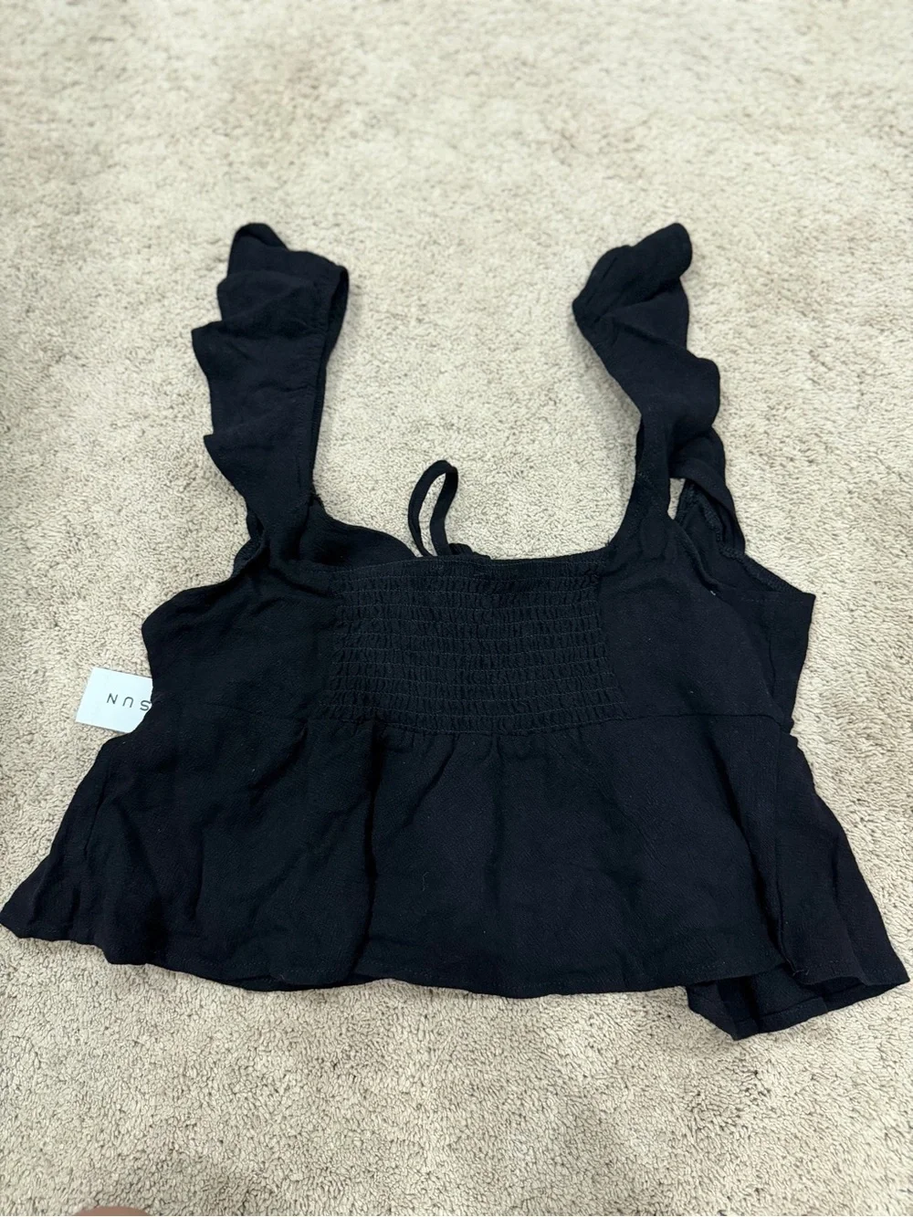 Pacsun Black Women's Babydoll Blouse Tank Top with Tie Detail, Size Small